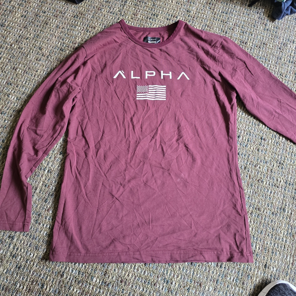 ALPHA AC_1 Long Sleeve Crewneck Shirt in Maroon